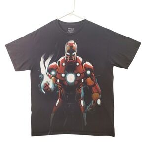 Marvel Iron Man Graphic T-Shirt Mens Large Black Avengers Superhero 2013 Cotton